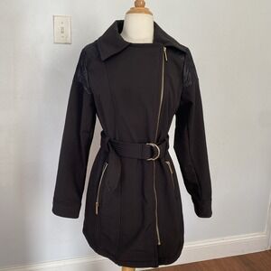 Michael Kors Black Trench Coat with Gold Hardware